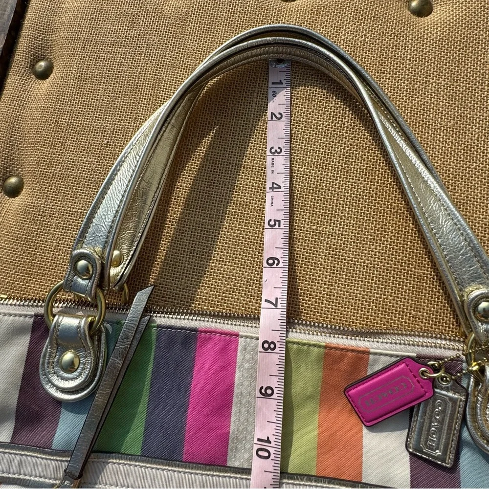 Coach Women’s 19021 Poppy Legacy Stripe Glam Large Preppy Tote - Picture 9 of 15